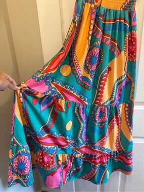 Sunday Up Paisley Print Maxi Dress with Tie Straps